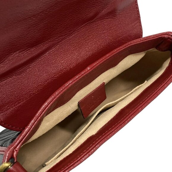 Auth GUCCI GG Marmont 583571 Black Red Leather Handbag - Picture 13 of 16